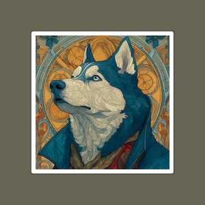 Artistic Husky Stickers, Dog Lovers Gift, Custom Laptop Decals, Colorful Dog Art, Animal Stickers for Journals