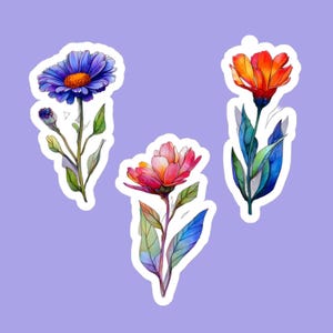 Floral Laptop Decoration Stickers, Cute Flowers Sticker Sheet, Cute Small, Elegant Kiss-Cut Stickers for Laptops and Journals, Flowers