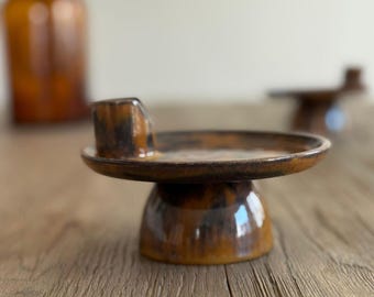 Handmade Rustic Palo Santo Holder - Brown Palo Santo Burner - Ceramic Palo Santo Incense - Palo Santo Stick Warmer - Modern Meditation Gift