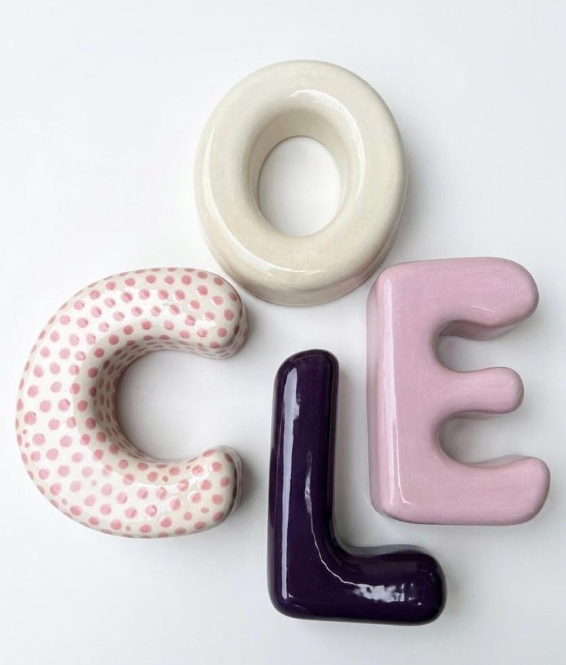 Ceramic Bubble Letter : Personalized Nursery Wall Decor image 5