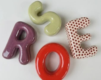 Ceramic Bubble Letter : Personalized Nursery Wall Decor