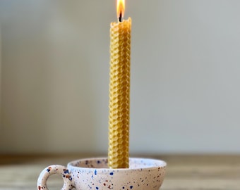 Vintage stijl kleurrijke keramische kaarshouder voor diner - kleine kandelaar stick - handgemaakte minimalistische decor kandelaar - meditatiecadeau