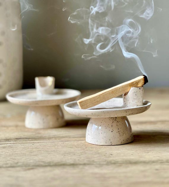 Handmade Ceramic Palo Santo Holder: Minimalist White Incense