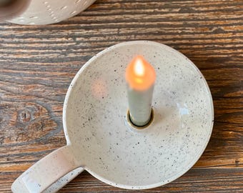 Kandelaar in Scandinavische stijl – grote ronde kandelaar – kandelaar voor eettafel – handgemaakte moderne keramische kandelaar