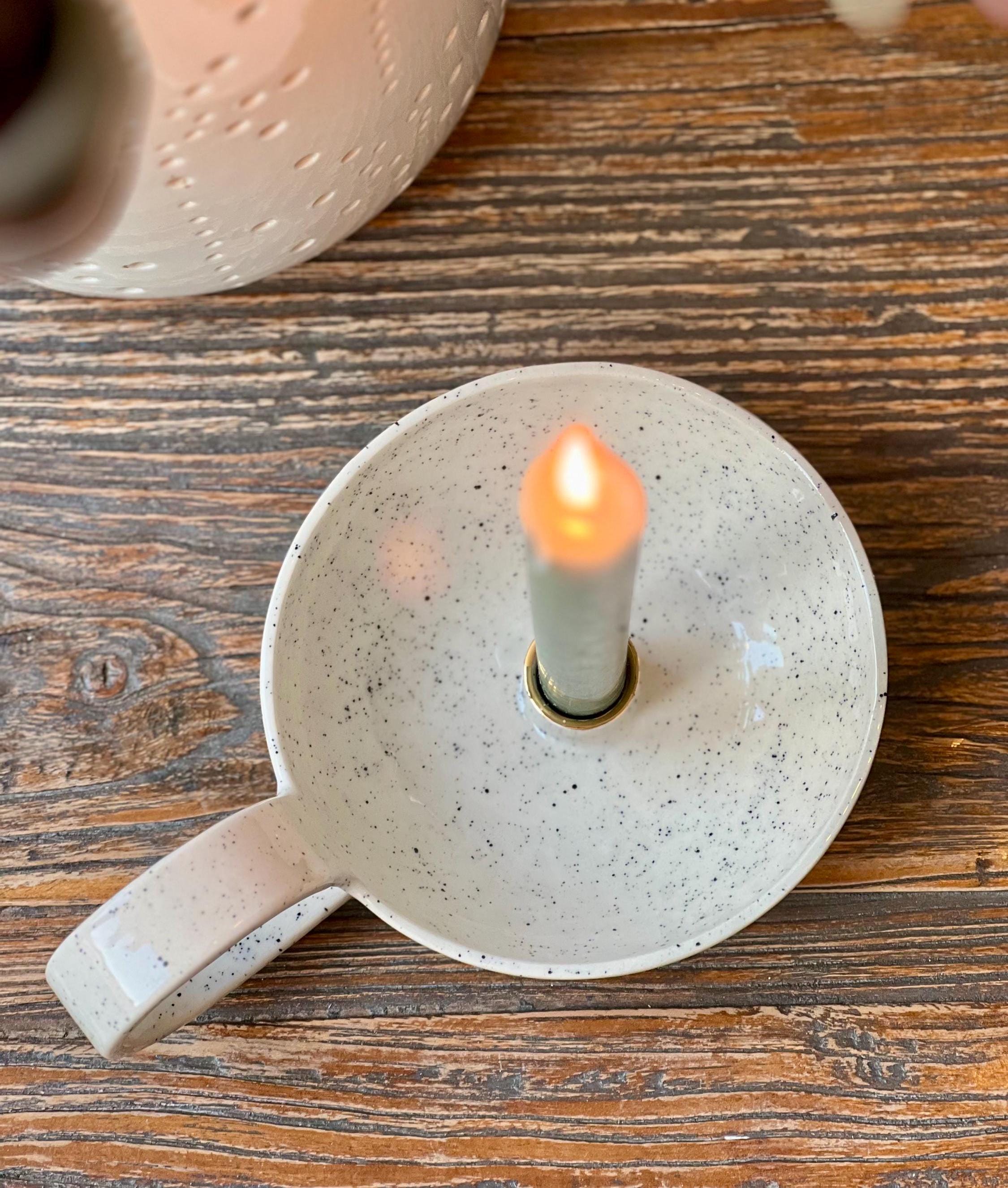Nordic Style Candle Holder – Large Round Candle Holder – Dinner Table Candlestick - Handmade Modern Ceramic Candlestick Holder