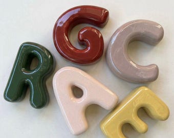 Ceramic Bubble Letter : Personalized Nursery Wall Decor