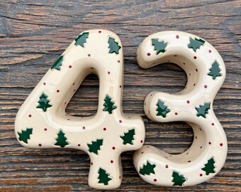 Handmade Ceramic House Number - Festive Door Decor