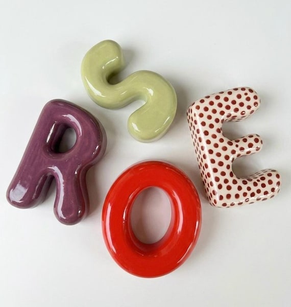 Ceramic Bubble Letter : Personalized Nursery Wall Decor