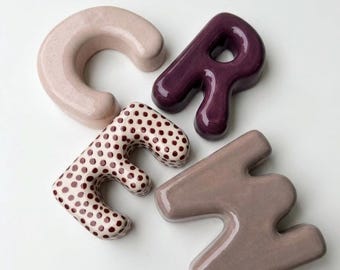 Personalized Ceramic Baby Name Wall Decor - Handmade Bubble Letters