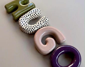 Ceramic Bubble Letter : Personalized Nursery Wall Decor
