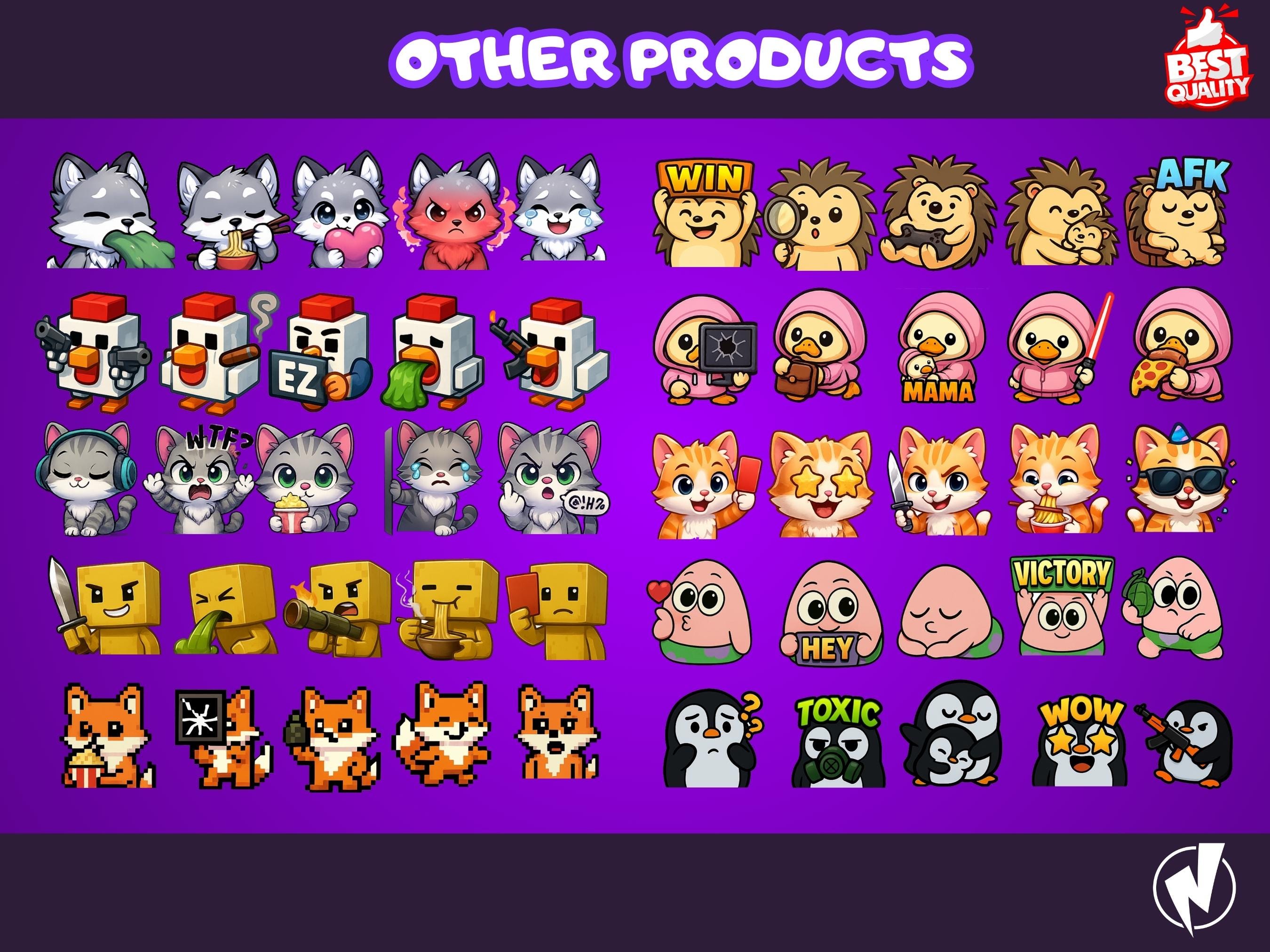 Hedgehog Twitch Emotes, Chibi Streamer Emote Pack, Cute Streaming ...