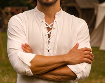 LARP Medieval Tunic Shirt Men - Renaissance Shirt, Viking Costume Top, Pirate Shirt, Fantasy Faire Outfit