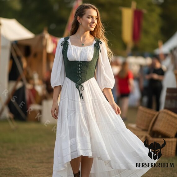 Medieval Green Lace-Up Corset Top – Renaissance Faire Bodice, Cottagecore Vest, LARP Costume Corset, Peasant Fairycore Corset Only
