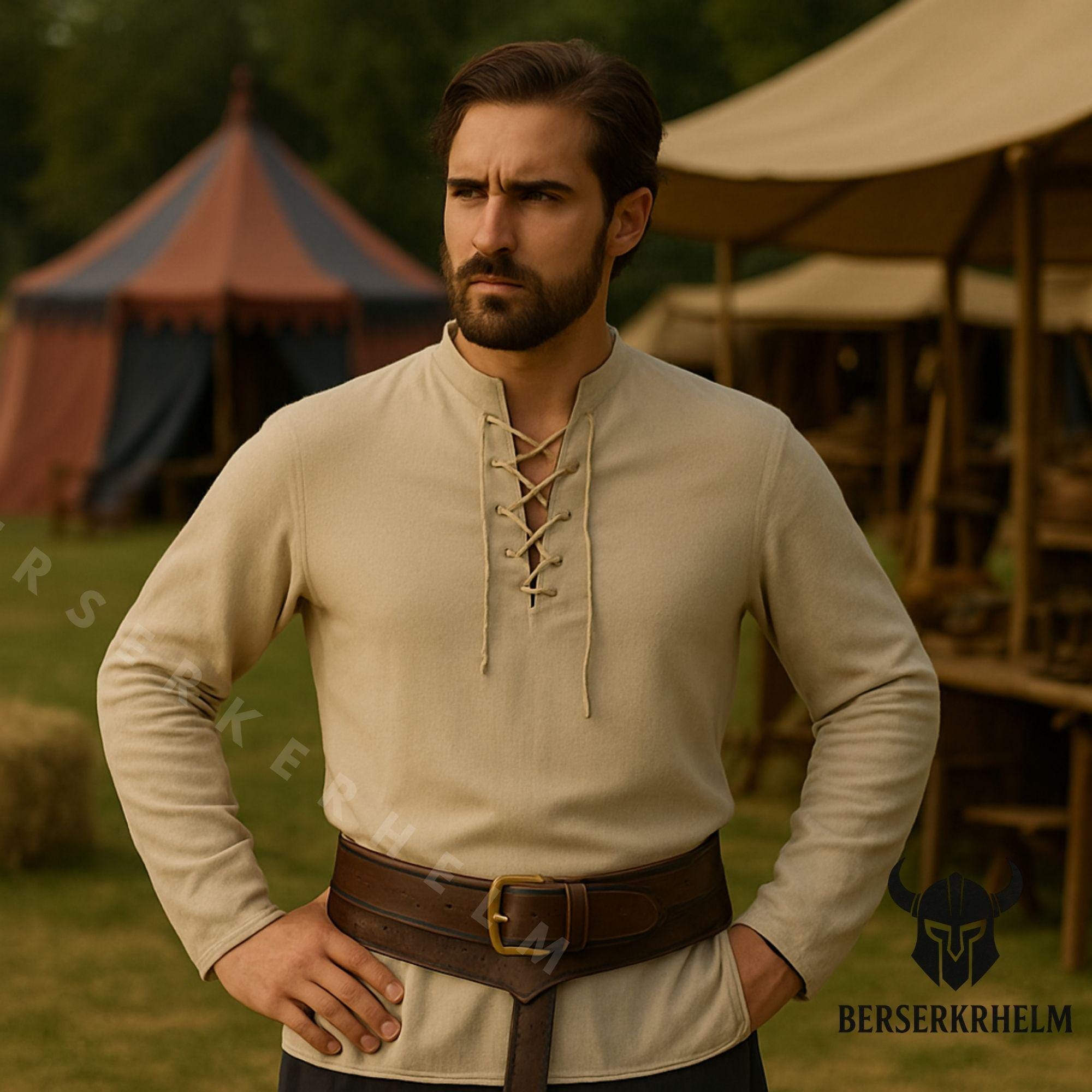Renaissance Shirt Men - Medieval Tunic LARP Costume, Viking Shirt ...