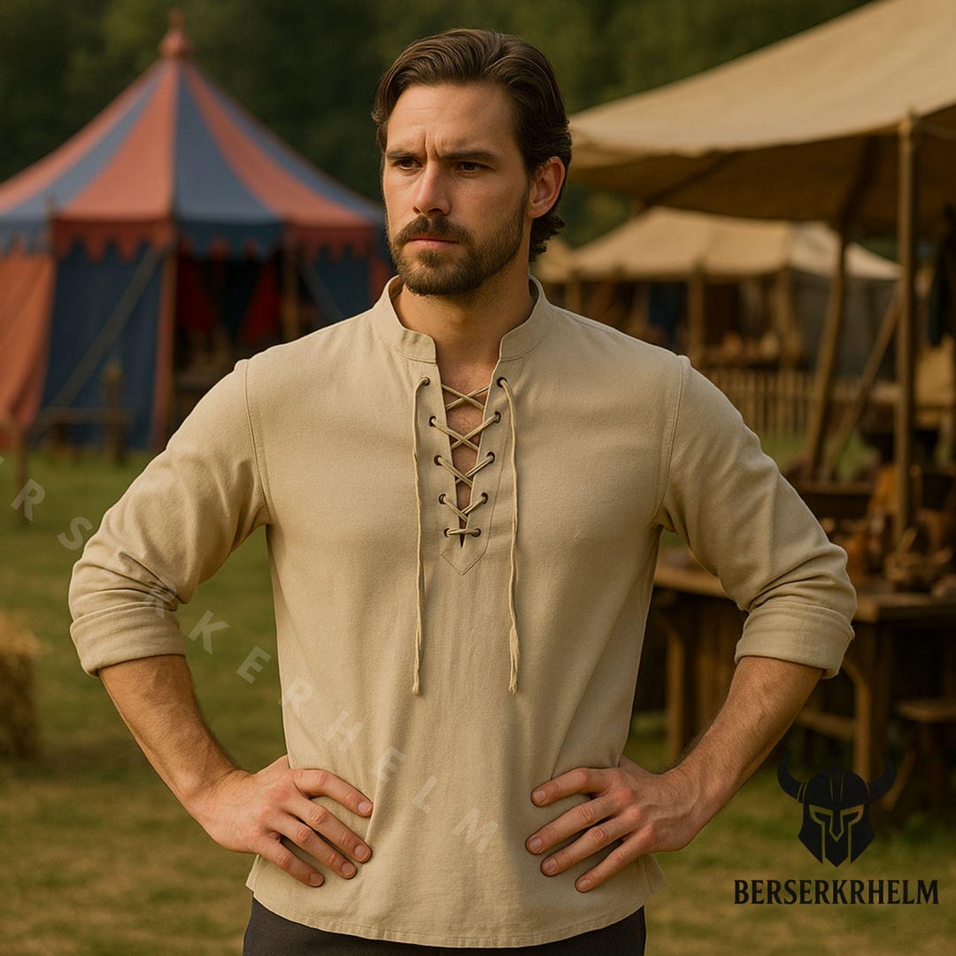 Renaissance Shirt Men - Medieval Tunic LARP Costume, Viking Shirt ...