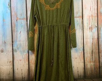 Vintage 90’s Key Lime Pie Embroidered Prairie Dress Size S