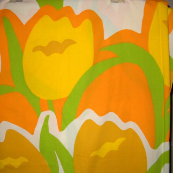 Vintage Orange Yellow and Green Sheet and Pillowcase Set