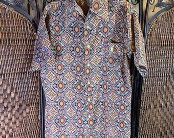 Vintage Polyester Print Button Up Shirt Size M
