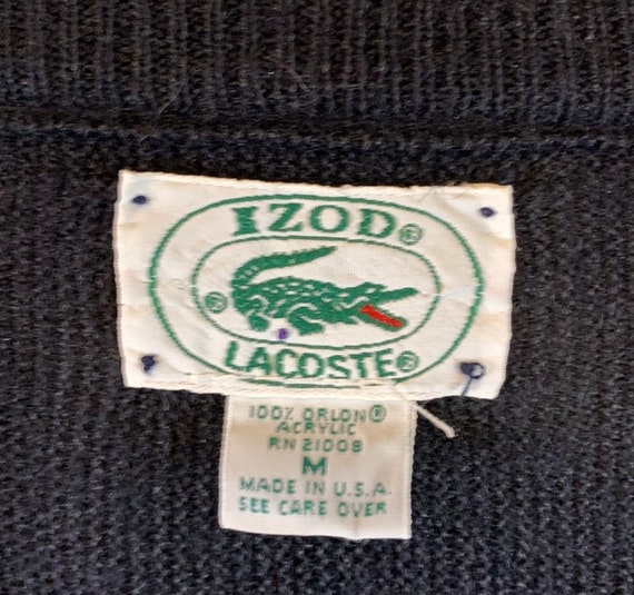 Vintage Lacoste Black Knit V-Neck Sweater Size M - image 6