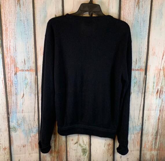 Vintage Lacoste Black Knit V-Neck Sweater Size M - image 2