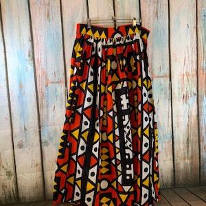 Vintage Full Circle Skirt with Colorful Geometric Shapes Pattern