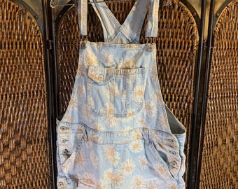 Vintage No Boundaries Sunflower Distressed Short Coveralls Size 11/13