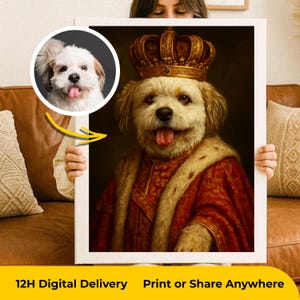 Custom Dog Military Portrait – Noble Pet in Uniform – Digital Royal Dog Art, Personalized Dog Print, Funny Pet Gift, Dog Wall Decor
