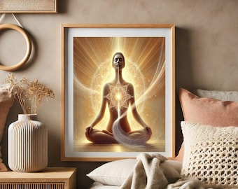 Pranayama Yoga Wall Art Set - Spiritual Breathing Meditation Prints - Sacred Energy Digital Print - Breathwork