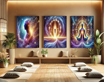 LIMITED The OFFER - Buy 1, Get 3 FREE  Mystical Spiritual Wall Art - Set of 4  Digital Art for Meditation and Mindfulness