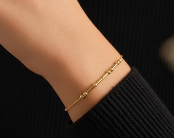 Zartes Morsecode-Armband, personalisiertes Armband mit Namen, 14-karätiger Morsecode-Schmuck, Weihnachtsgeschenk, Morsecode-Armband, Anti-Trump-Armband