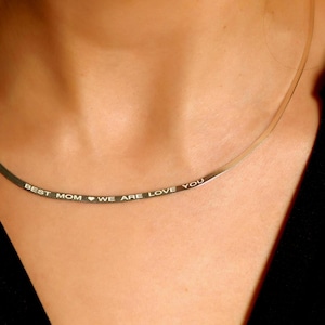 14k Gold Herringbone Necklace, Snake Chain Necklace, Herringbone Chain, Snake Necklace for Her, Everyday Necklace for Women, Christmas Gifts