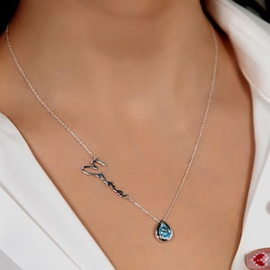 Name and Birthstone Necklace with Name Birthstone Name Necklace Personalized Name Necklace with Birthstone Necklace with Name and Birthstone