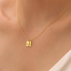 Mini Tag Necklace, Initial Tag Necklace, Dainty Gold Necklace, Silver Letter Necklace, Necklaces for Women, Personalized Letter Necklace