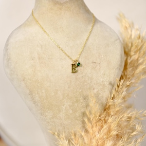 Anfangs Birthstone Halskette, personalisierte Halskette, Buchstabe Halskette, Birthstone Halskette, Minimalistische Halskette, Muttertagsgeschenk, Geschenk für sie