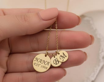 New Grandma Necklace, Pregnancy Announcement Necklace, Kids Initials Necklace, New Nana Est. Necklace, Gift for Grandma Christmas Gift