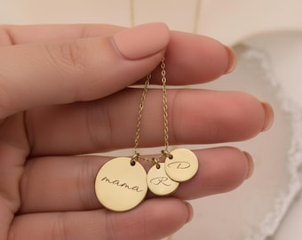 Custom Mum Necklace, Personalised New Mama Necklace, Mother’s Gift with Child’s Initial Necklace,Christmas Gift for Mum with Custom Initials