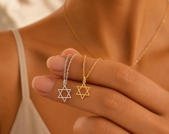 David Star Necklace Women, Gold Star Of David Necklace Star of David Necklace Jewish Star of David Necklace Star Charm Silver Christmas Gift