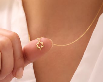Davidstern Halskette Jüdischer Davidstern Halskette Jüdischer Stern Charme Silber Magen David winziger Davidstern Halskette Dainty Star of David