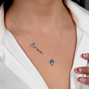 Collier fait main avec pierre de naissance en alexandrite, collier personnalisé avec nom avec pierre de naissance en juin, cadeaux d&#39;anniversaire pour femme, cadeau fête des mères pour elle