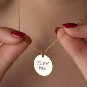 Fuck ICE Necklace, No Kings Necklace, Custom Anti-Trump ICE Necklace, No One Is Illegal, Migration Is A Human Right, Equality Charm