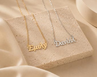 Personalised Greek Name Necklace, Custom 14K Gold Necklace, Hellenic Necklace,Greek Name Jewellery,Greek Gift,Christmas Gift,Gift for Sister