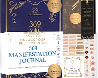 Journal des manifestations 369 : planificateur de la loi de l'attraction avec cartes d'affirmation