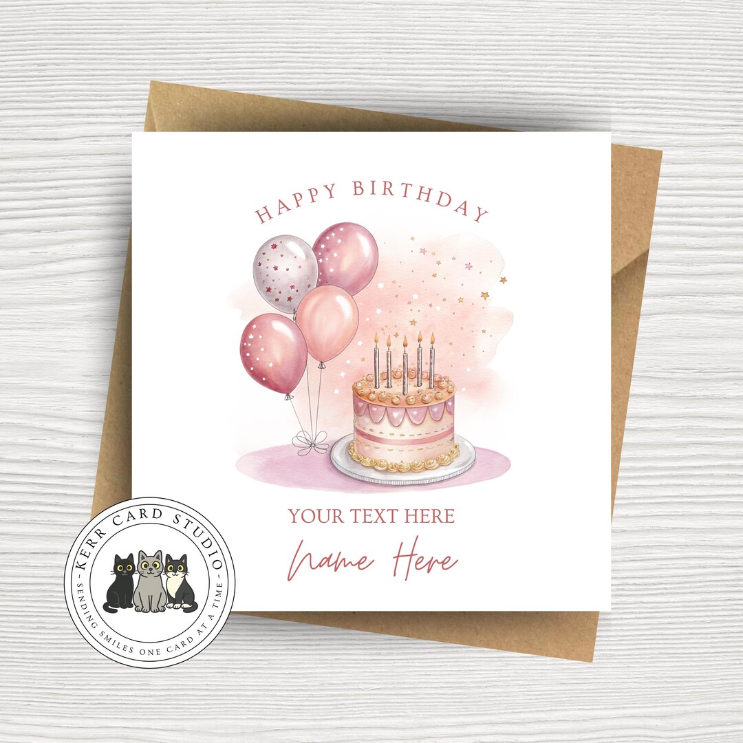 Personalised Cake Birthday Card | Custom Birthday Card With Cake | UK ...