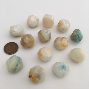 18mm Ice Blue Dyed Agate Beads, Blue Agate Chunks, Agate Beads