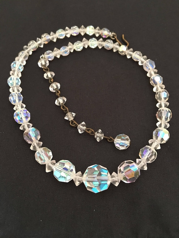 Crystal Aurora Borealis Vintage Necklace, Vintage 