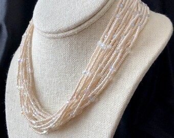 Vintage Dunitz & Company Bead and Crystal Necklace, Multi-strand Beaded Necklace
