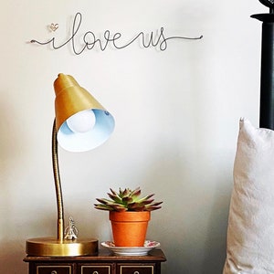Custom Wire sign, i love us Sign with gold heart punctuation mark, Wire words, metal words and letters, i love us wall decor sign