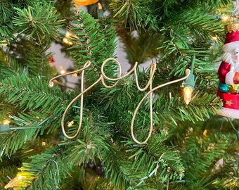 Personalized Christmas Ornament, Handmade Holiday Decoration, Custom Name Ornament, Wire Name Ornament, Peace, Joy, Love decoration