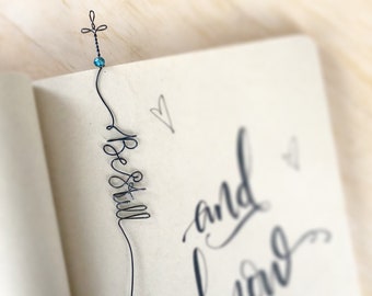 Personalized name Bookmark for bible with a cross topper