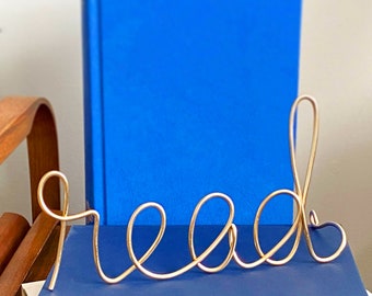 Gold read sign for shelf,  read sign for the reading nook, read sign gift for the bookworm